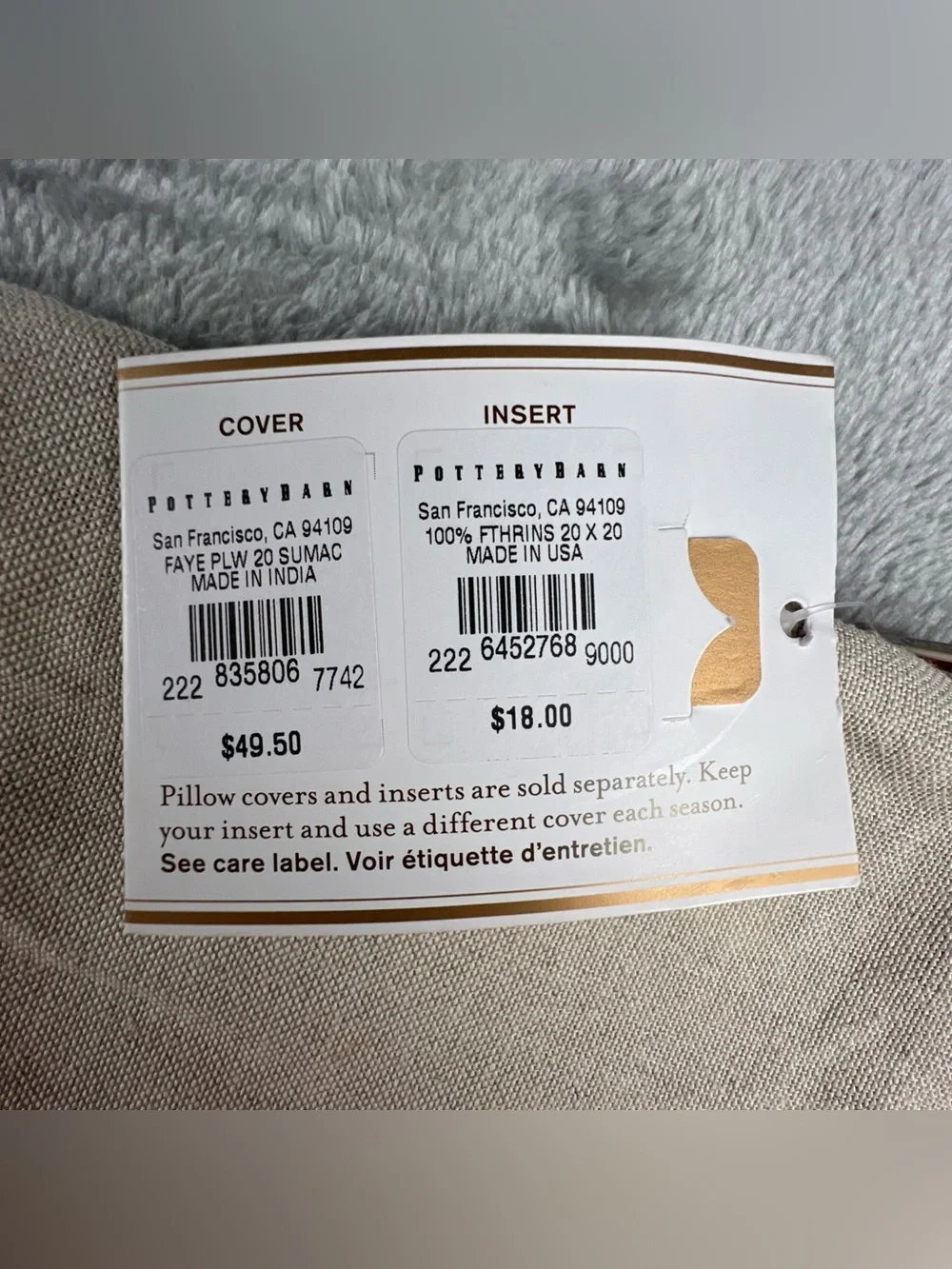 Pottery Barn Faye Linen Textured Pillow Cover Sumac Red 20